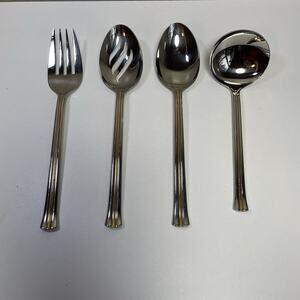 Mikasa Newport Gold 18/8 Stainless Flatware 4 Piece Hostess Serving Set Japan